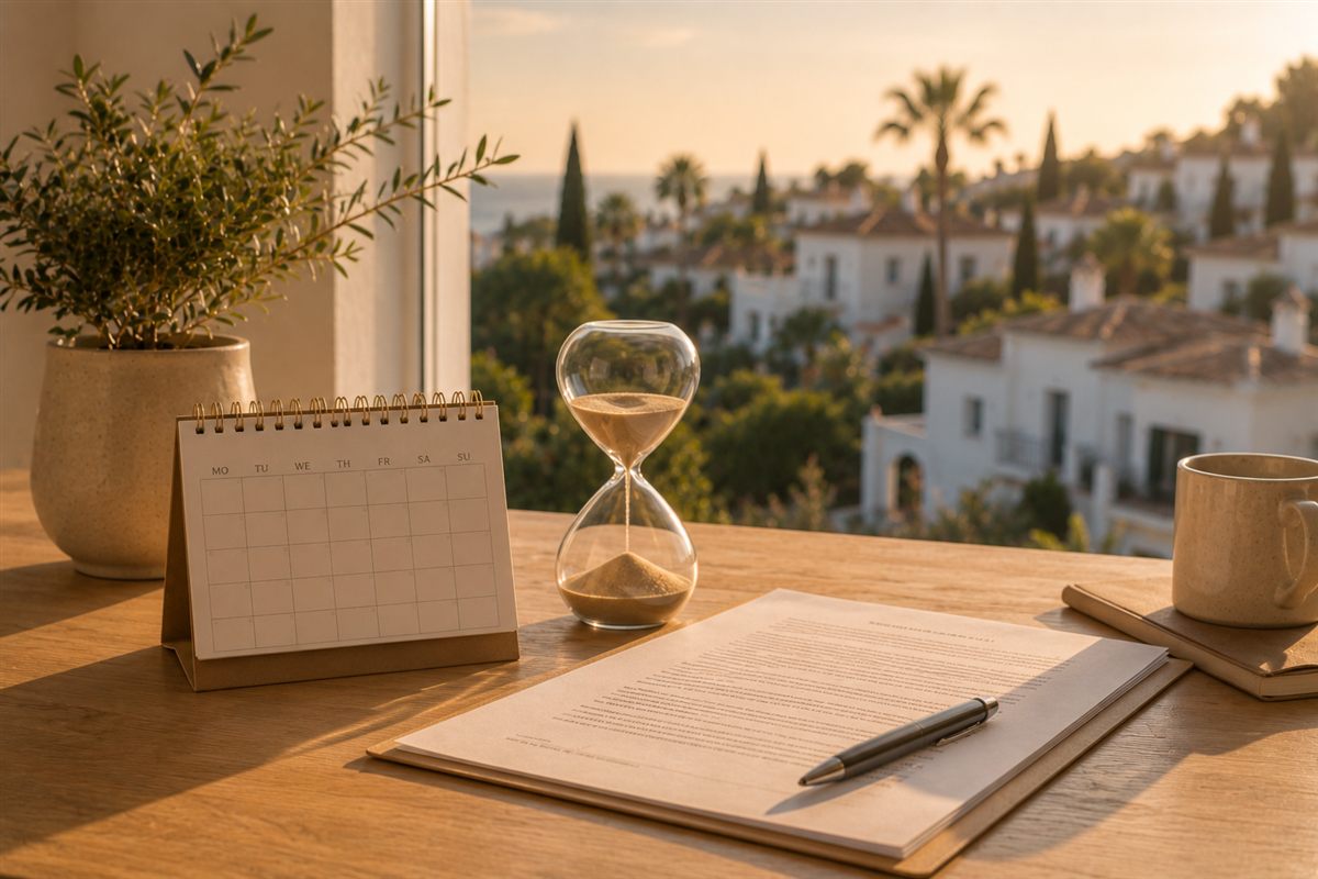 Huurcontract en kalender op tafel