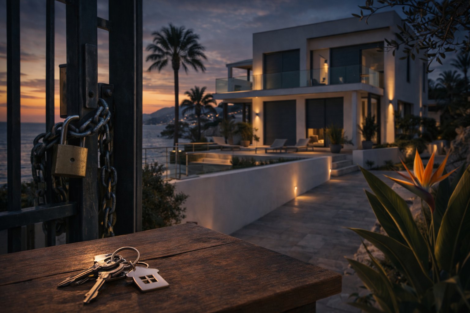 Slot en sleutels bij een villa aan de Spaanse kust
